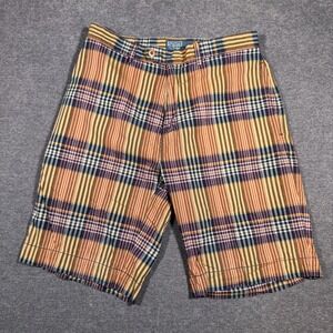 Polo Ralph Lauren Shorts Mens 30 Multicolor Plaid Cotton Flat Front Casual VTG